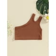 thumbnail image 4 of CIYCuIT Toddler Little Girls One Shoulder Vest Solid Color Sleeveless Tank Tops Kids Cute Summer Pullover T-shirt for Casual Daily 12M 18M 24M 3T 4T 5T, 4 of 8