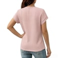 thumbnail image 4 of PNTUTB Summer Women's Casual Solid Color Waffle Weave Breathable Crew Neck Pullover Comfortable Short Sleeve Tops, 4 of 6