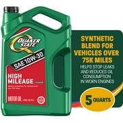Quaker State High Mileage 10W-30 Motor Oil, 5 Quart