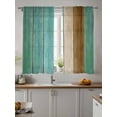 thumbnail image 4 of Sheer Curtains 63 inches Long, Turquoise Brown Wood Grain Gradient Farmhouse Country Light Filtering Sheer Window Curtains Rod Pocket Voile Drapes for Bedroom Living Room, 52"W x 63"L 2 Panels, 4 of 7