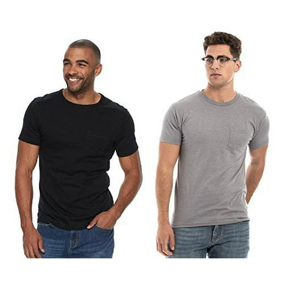 Men's Hanes Beefy-T w/Pocket (Pack of 2) (1 Black / 1 Light Steel)
