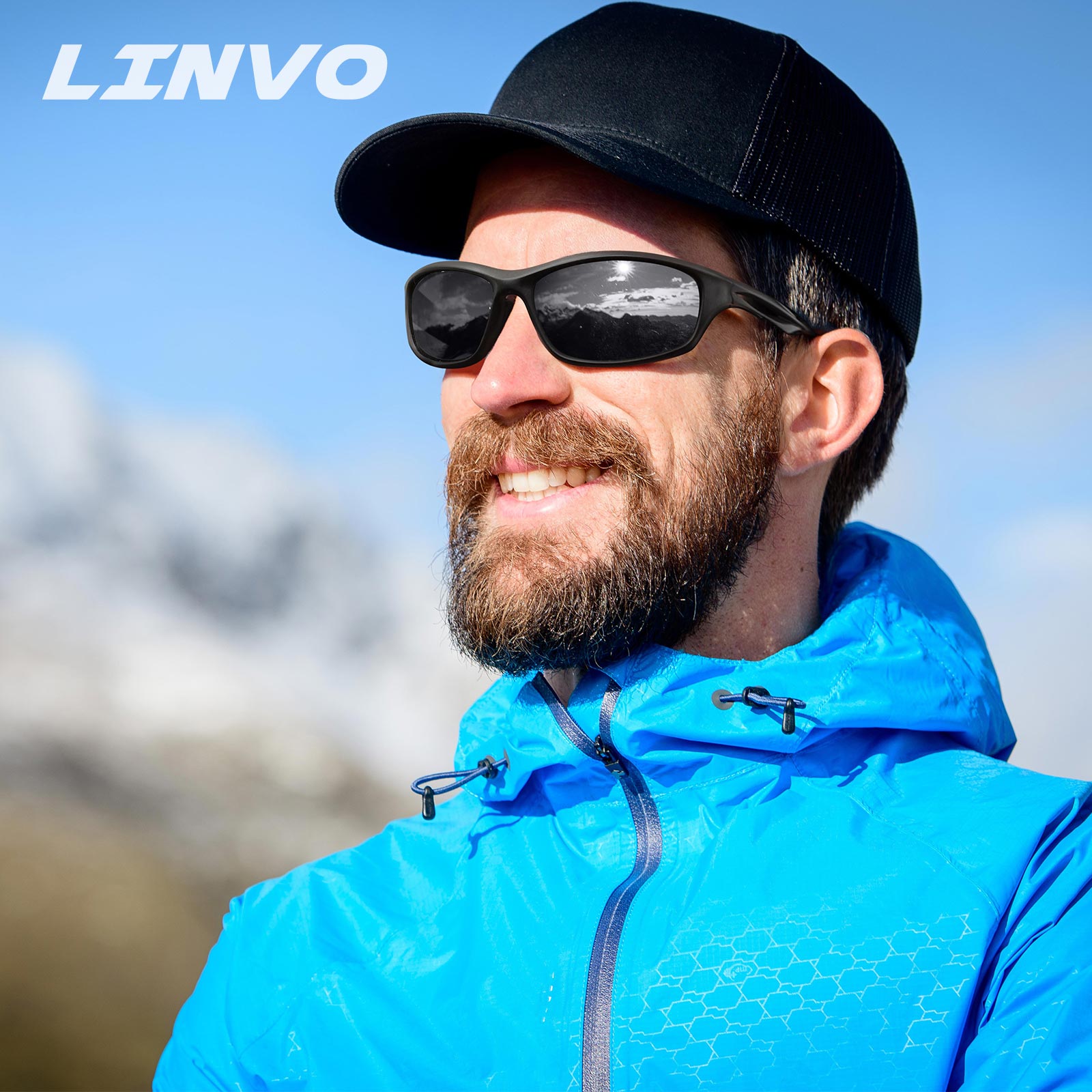 Linvo Polarized Sport Sunglasses for Men, Wrap Around photo 2
