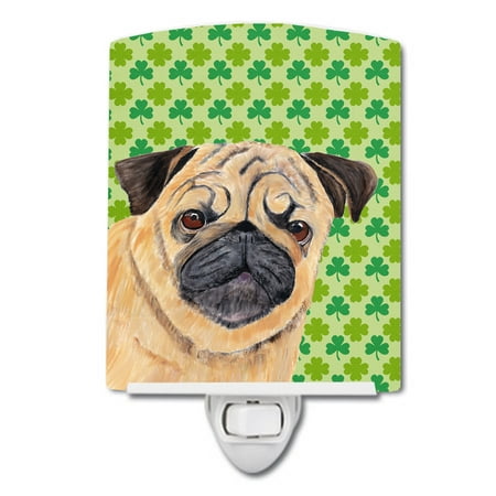 

Caroline s Treasures SC9291CNL Pug St. Patrick s Day Shamrock Portrait Ceramic Night Light 6x4x3 multicolor