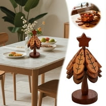 Wooden Trivets for Hot Dishes,Tree Shape Trivet Set,Trivets for Hot Dishes - 3 Wooden Trivets and 1 Stand stored Like a Christmas Tree