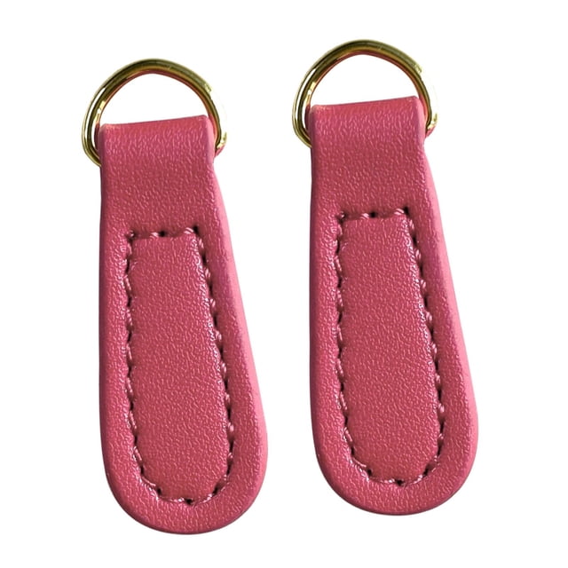 jifeng 2x Zipper Pulls PU Leather Pull Strap Zip Puller Tag for Suitcase Jacket Bag Pink