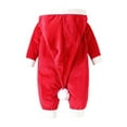 thumbnail image 3 of FYDUU Baby Boy Girl Christmas Outfit Santa Romper Long Sleeve Hooded Jumpsuit Onesie One Piece Outfit Cute Xmas Holiday Party Outfit 3-6 Months, 3 of 7