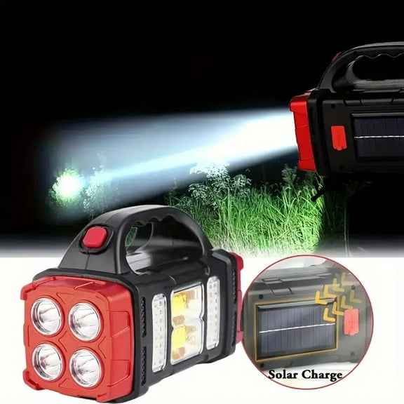 Konghyp Camping Light – Multifunctional LED Solar Searchlight, COB Outdoor Emergency Light with Solar and USB Charging, Ideal for Camping, Hiking, and Outdoor Adventures.