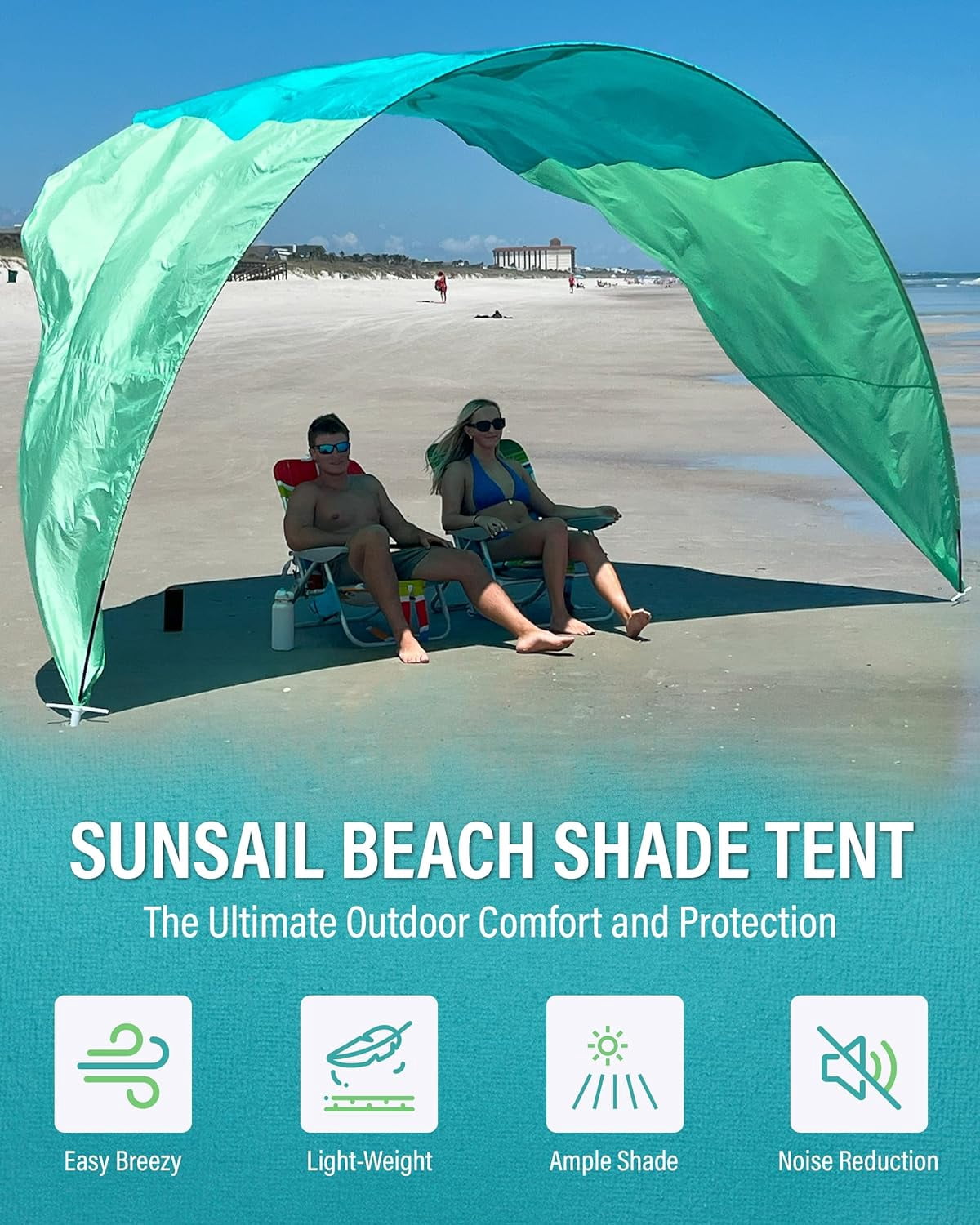 Beach Tent UV Protection Shade for 6 Adults, 120+ Sq Ft Pop Up Beach Shade, Beach Canopy Sun Protection, Portable Beach Tent Sun Shelter, Orange & Blue