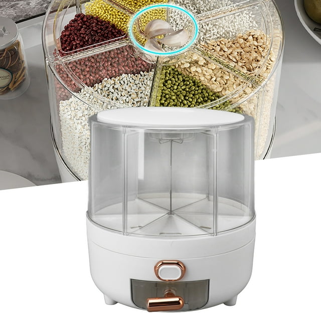 Rice And Grain Storage Container, Rice Storage Container Small Size 360 Rotating Grain Storage Food Dispenser Measuring Cylinder For Home Restaurants Kitchen