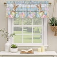 thumbnail image 2 of 2 Pack Valances for Window, Easter Short Curtains for Kitchen Bedroom Living Room, Farmhouse Spring Rabbit Eggs Flowers Wooden Board Rod Pocket Small Window Treatment Valance Drapes 42 x 12 Inch, 2 of 8