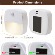 Rechargeable LED Motion Sensor Night Light, [3 Pack] Stick-On Night Light, Stair Sensor Lights Indoors, Auto/ON/Off Light for Toilet, Hallway, Closet, Kitchen, Children's Room, Warm White light