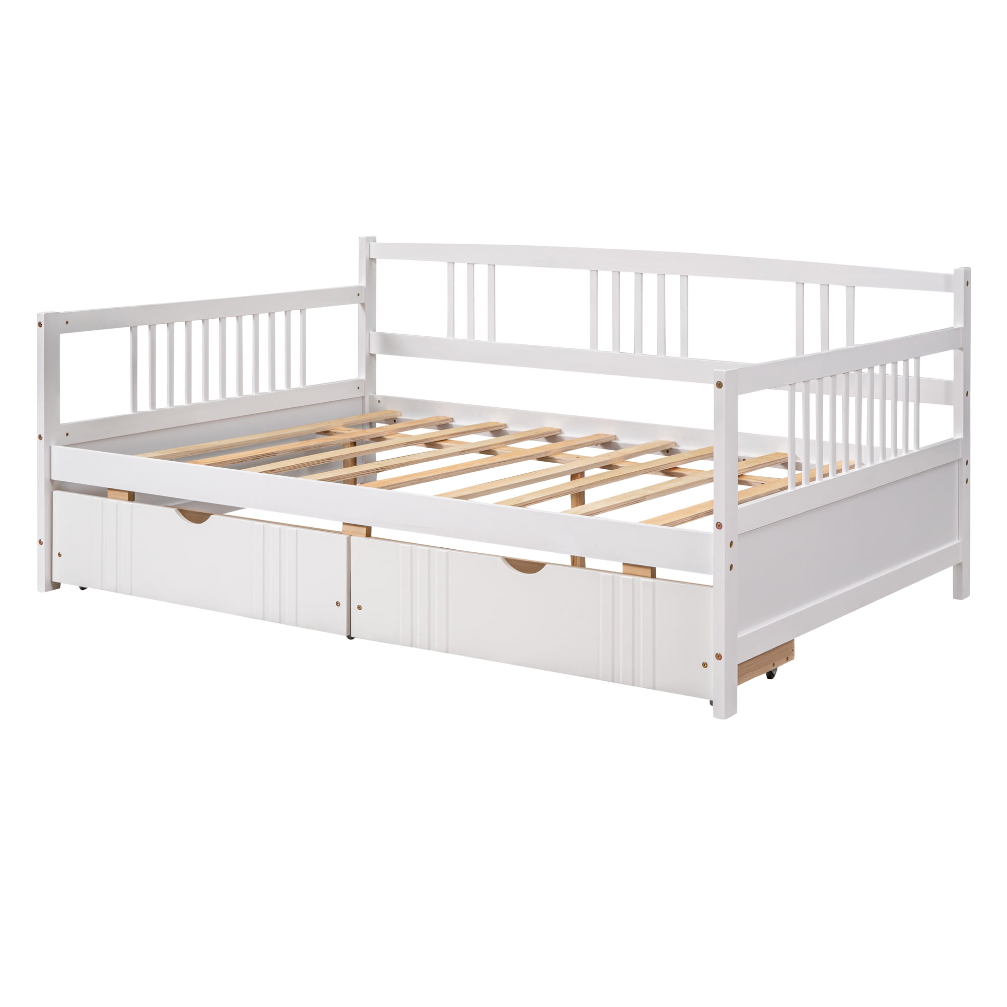 Gewnee Full Size Wood Daybed with Two Storage Drawers for Kid's Bedroom, White