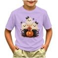 thumbnail image 2 of Rumantou Toddler Girls Halloween Shirt Cute Girl Halloween Cute Colorful Etiquette Bow Flower T Shirt Size 18-24 Months,Purple, 2 of 5