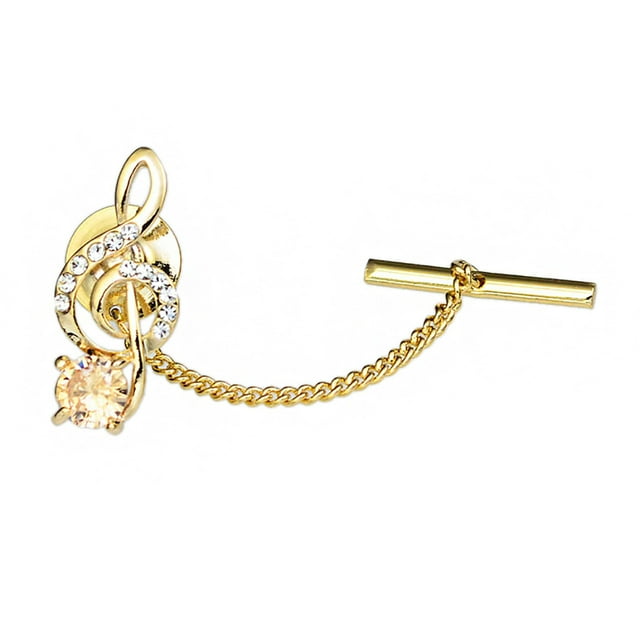 Épingle à Cravate Créative Mini Note Strass Épingle à Cravate avec Chaîne