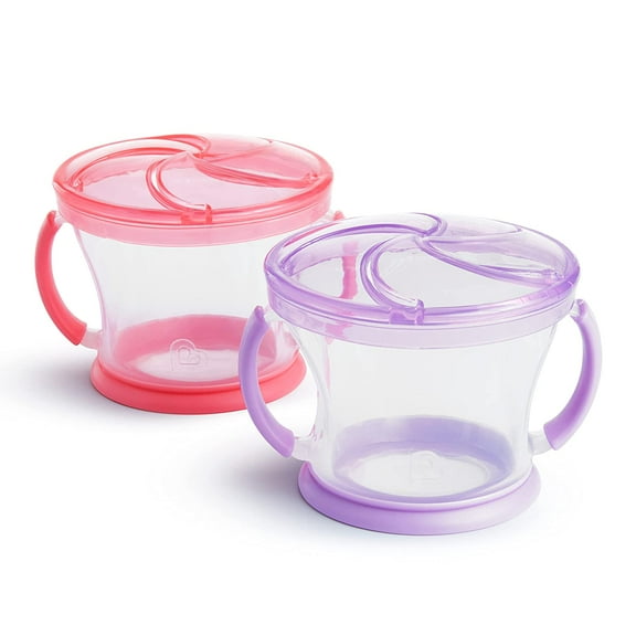 Munchkin® Snack Catcher® Toddler Snack Cups, Pink/Purple, Unisex, 2 Pack