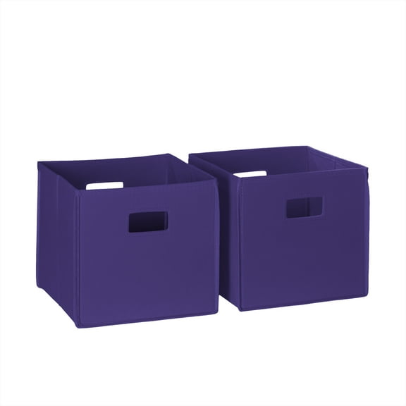 RiverRidge Kids 2 Piece Fabric Collapsible Storage Cube Organizers with Handles for Playroom Organization - Dark Purple