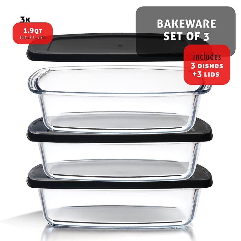 LammaLoe 6-Piece Glass Loaf Pan Set with Leakproof Lids photo 3