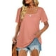 thumbnail image 4 of Manga corta Manga abullonada Cuello cuadrado Moda Casual Versátil Camiseta suelta Blusa, 4 of 6