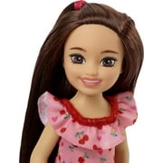 Barbie Chelsea Small Doll in Cherry-Print Dress with Brunette Hair & Brown Eyes
