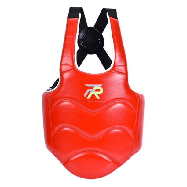 Equipo de protección para el cuerpo con escudo pectoral de Karate, protector costal para hombres y mujeres, defensa de Taekwondo para artes marciales Rojo L