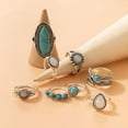 thumbnail image 2 of 8Pcs Turquoise Finger Rings Set Gothic Alloy Jewelry for Women Inner Diameter 18mm Colorful, 2 of 4