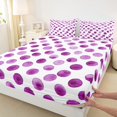 thumbnail image 3 of Manfei Circle Ciecular Pattern Twin Sheet Sets,Ink Polka Dot Twin Fitted Sheet,White Purple Flat Sheet For Teens,Ultra Soft Home Decor,3 Pieces, 3 of 7