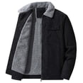 thumbnail image 2 of Fleece Lined Corduroy Jacket Men Long Sleeve Loose Casual Lapel Collar Zip Up Warm Coats with Pockets Fall Winter Outerwear, 2 of 6