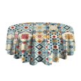 thumbnail image 5 of Round Waterproof Tablecloth 60×60 Inch, Colorful Mix Pattern Reusable Indoor/Outdoor Durable Table Cover for Party Kitchen Dinner Room Decor, 5 of 6