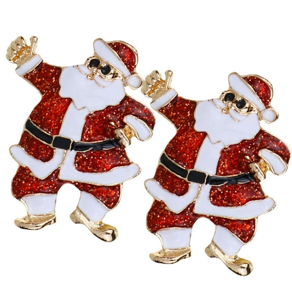 LOLIPPYY 2Pcs Metal Santa Claus Brooch Pin Christmas Clothing Decoration for Celebrations and