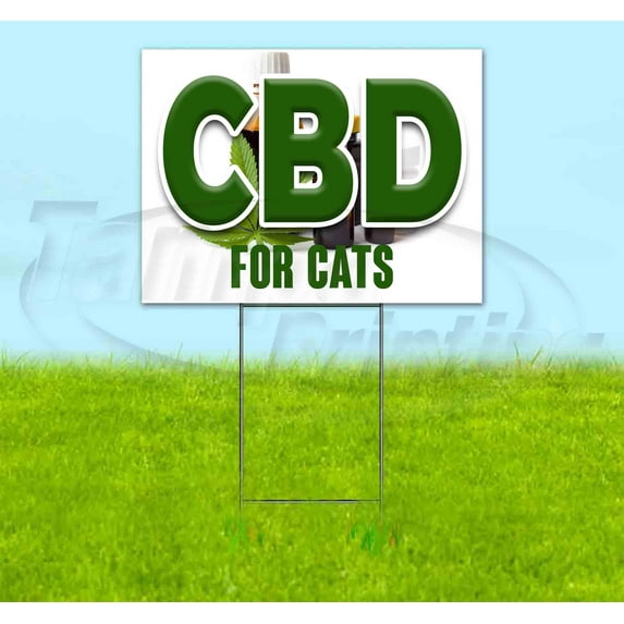 Cbd For Cats (18" X 24") Yard Sign, Includes Metal Step Stake