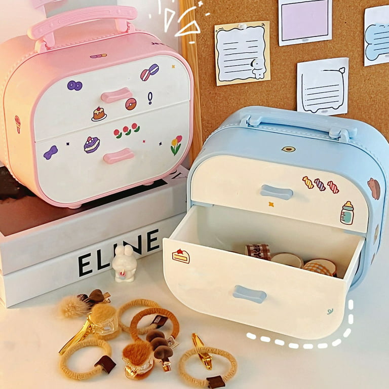 Hesroicy Storage Box with Handle Classify Storing Portable Drawer Type  Hairband Jewelry Organizer Case Daily Use 