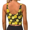 thumbnail image 4 of Goofa Geometric Pattern with Bee Printed Sports Bras for Women, High Impact Running Bra Workout Crop Tank Tops Longline Sports Bra Push up-XX-Large, 4 of 9