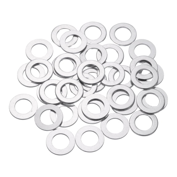 50 Pack Aluminum Flat Washer, 8 x 14 x 1mm Seal Gaskets Flat Ring, Silver