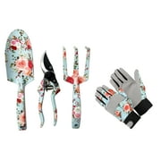 Essentials Blue Floral Gardening Aluminum Tool Set (4 Pieces)