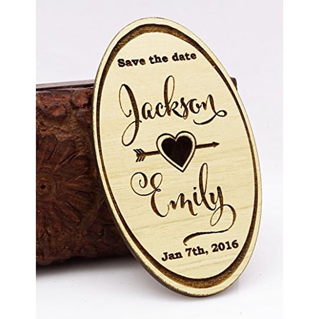 Rustic Wedding Save The Date Wooden Magnet 50 Custom Engraved Wood Magnet Personalized Gift