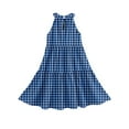 thumbnail image 5 of Abcomgle Girls Dresses Size 10-12 Casual Halter Neck Sleeveless Midi Dress Plaid A-line Sundresses Swing Dresses 11-12 Years,Royal Blue, 5 of 6