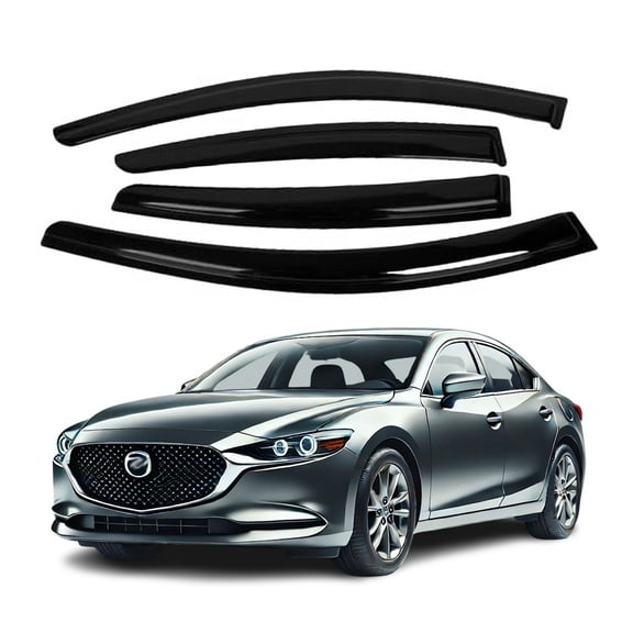 WhiteDeer ZH's 2mm Thickened Sun Rain Deflector Guards for Mazda 6, 2014 2015 2016 2017 2018,   2mm Thickened Tape-On Side Window Visor 4 Pieces……