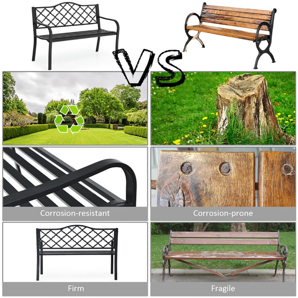 Aimee Lii 50 Inch Patio Garden Bench Loveseats, Outdoor Patio Furniture, Lawn Chairs