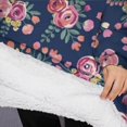 thumbnail image 3 of Oversized Wearable Blanket Hoodie,Pioneer Flower Floral Print Pattern Sherpa Blanket Hoodie with Super Pockets,Super Warm Fuzzy Pullover for Women & Men, 3 of 6