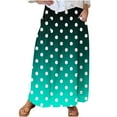 thumbnail image 2 of Maoxin Womens Skirts Women's Printed Elastic Waistband Pleated Pocket Skirt With Mid Calf Skirt ,Sky Blue,M, 2 of 5