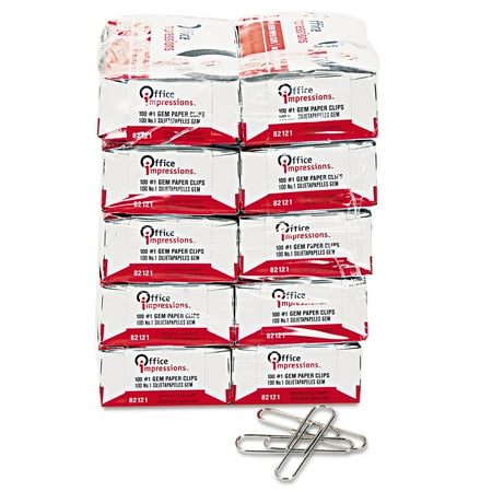 Office Impressions Paper Clips, No.1, 1000/Pack