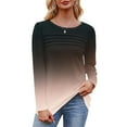 thumbnail image 4 of Womens Ribbed T Shirt, Long Sleeve Shirts for Women Fall Fashion Loose Fit Ombre Tie Dye Crewneck T-Shirts, 4 of 6