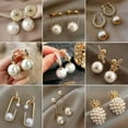 thumbnail image 6 of GKNET Fashion Crystal Moon Pearl Earrings Dangle Ear Stud Women Wedding Delicate Jewelry Gifts-42-Pearl #10, 6 of 9