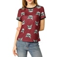 thumbnail image 6 of Allegra K Women's Short Sleeve Contrast Cartoon Cat Pet Print Tee Ringer T-Shirt Tops, 6 of 7