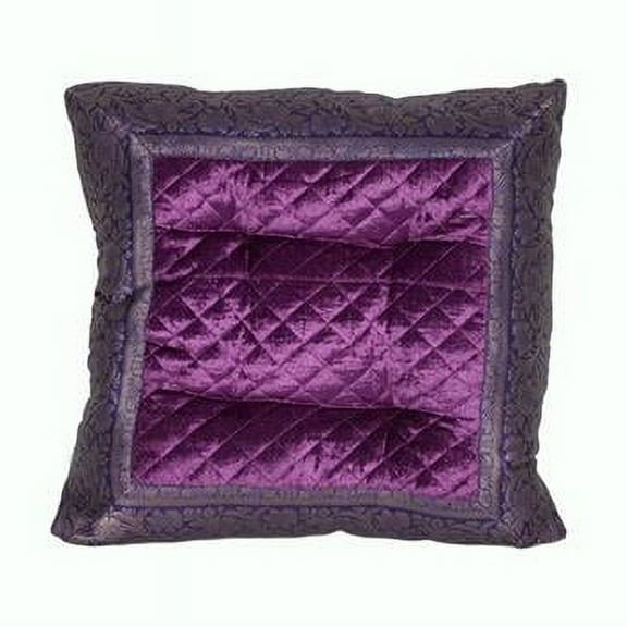 In Creation 503 Purple 16 x 16 in. Wally Decor Quilted Velvet Floor Cushions, Purple