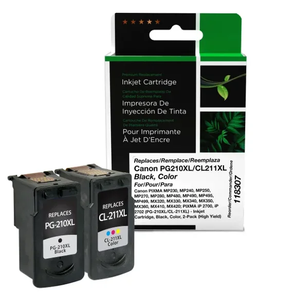 Remanufactured Clover Imaging High Yield Black, Color Ink Cartridges compatible with Canon PG-210XL/CL-211XL (2973B048) 2-Pack