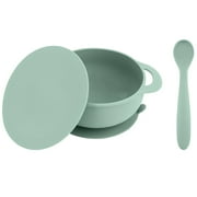 Bazzle Baby Anchor Silicone Suction Bowl and Spoon Set with Lid, BPA Free, Unisex 4 to 36 Months - Sage