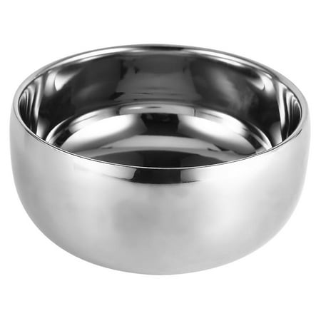 WALFRONT Men Shaving Brush Bowl Wet Shaving Soap Mug Bowl Silver Metal Face Cleaning Health Care Shave Tool with