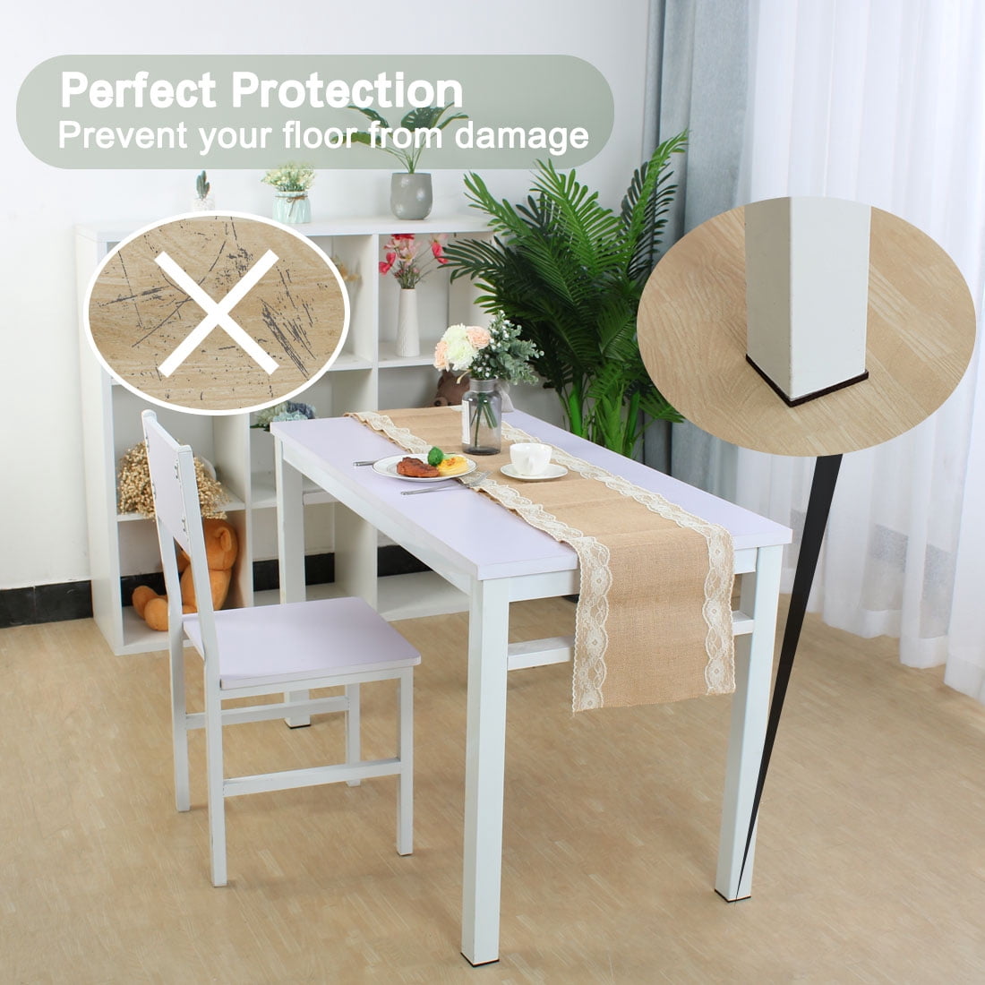 Unique Bargains 40Pcs Felt Furniture Pads Square Floor Protector for Chair Legs 1.5"