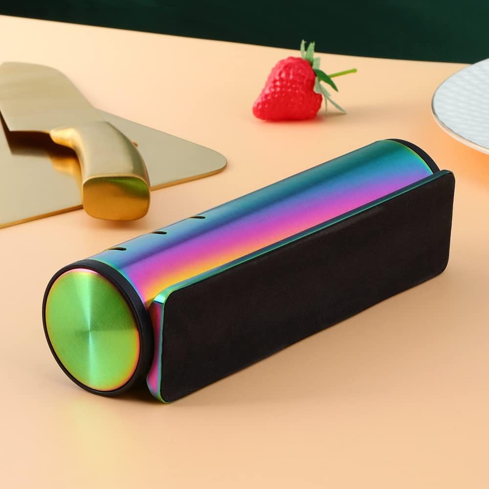 ABPETE 4-in-1 Kitchen Knife Accessories, 3-Stage Knife Sharpener Helps Repair, Restore, Polish Blades, Professional Knife Sharpening Tool for Kitchen Knives, Easy Manual Sharpener - Rainbow